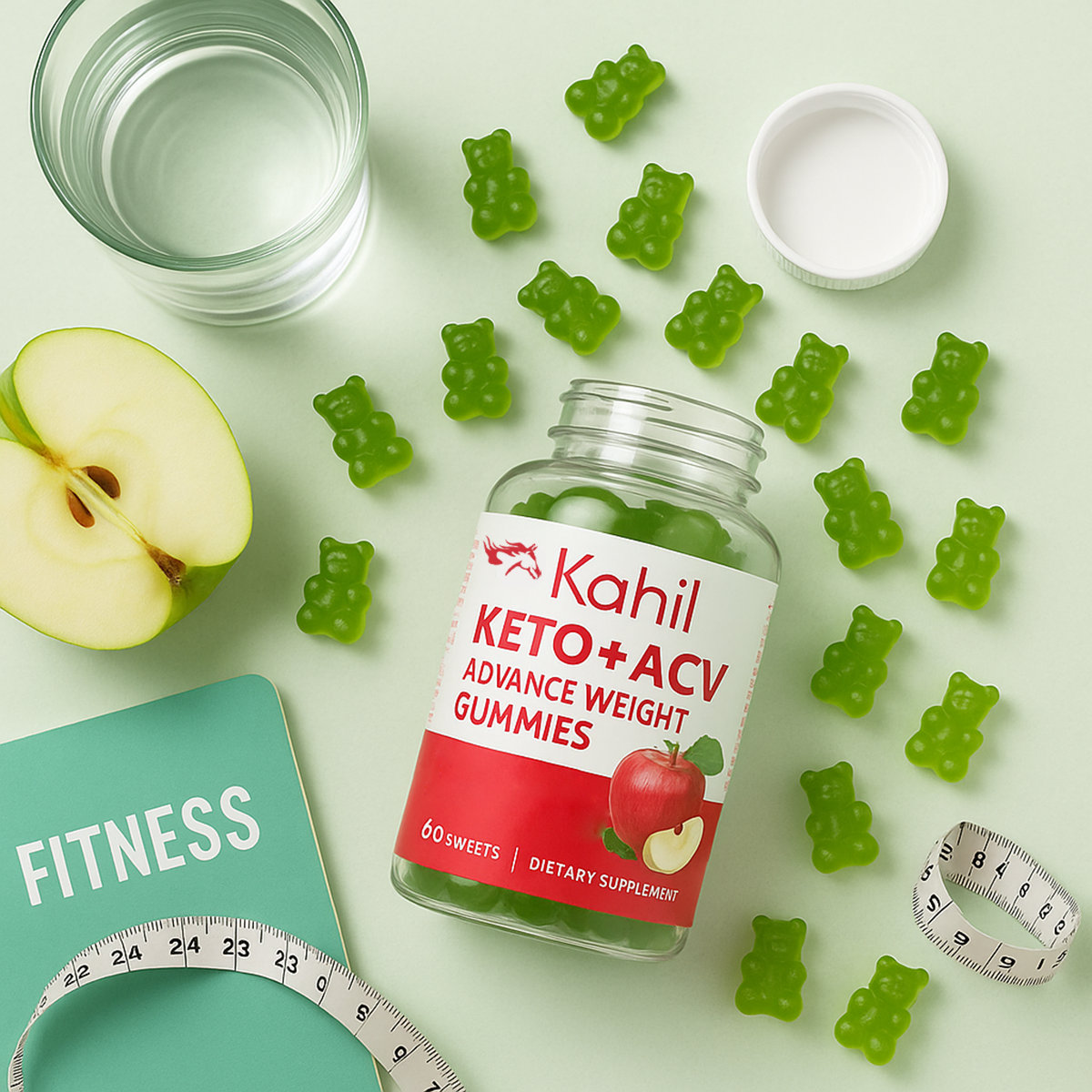 Kahil - Keto Appelazijn Gummies - Afslankpillen - Helpt bij Vetverbranding Detox en Energieboost