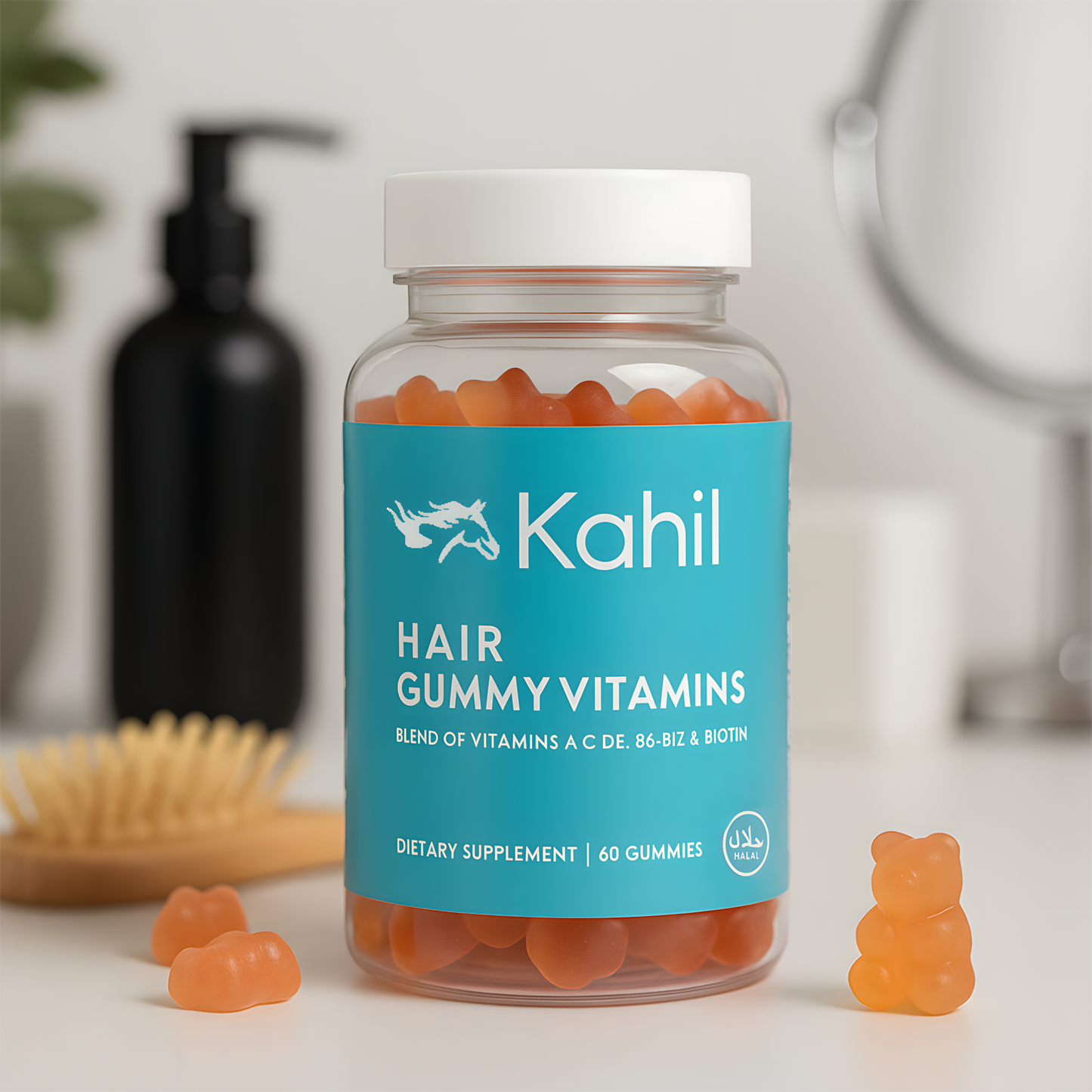 Kahil - Haar Vitamines Gummies - Biotin - 60 Gummies - Bevordert Haargroei - Haaruitval - Baard