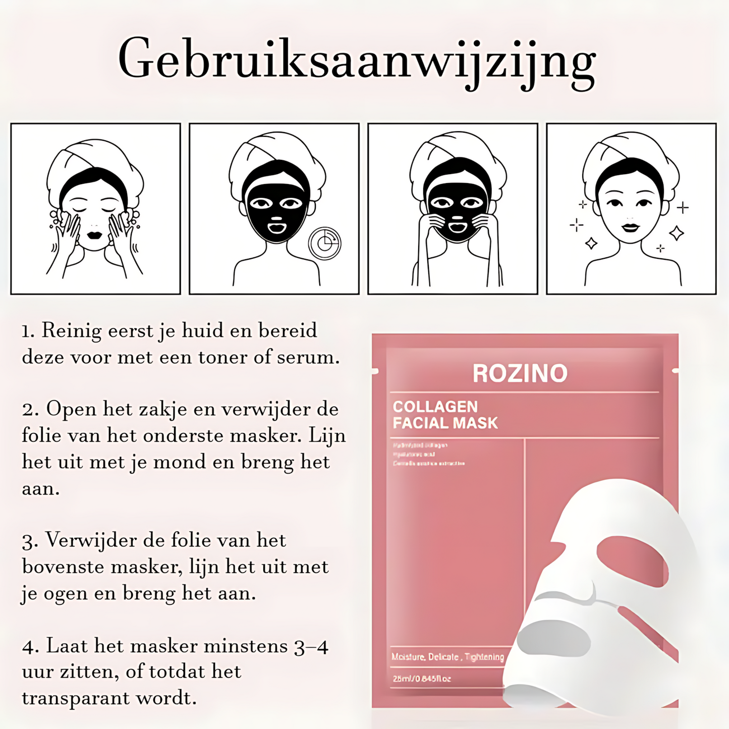 Rozino - Bio Collageen Real Deep Mask - Deep Night Masker - 10 stuks