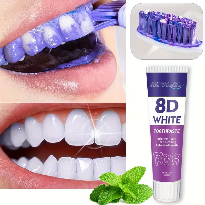 Tandenbleek Tandpasta - 8d - Mint Smaak - Witte Tanden - Diep Schoon -