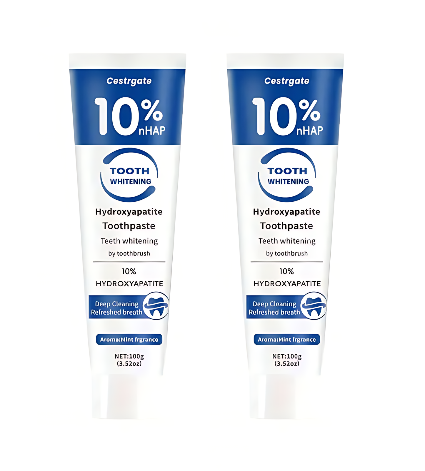 10% Hydroxyapatite Tandpasta - 2 stuks - Mint Smaak - Tandenbleek